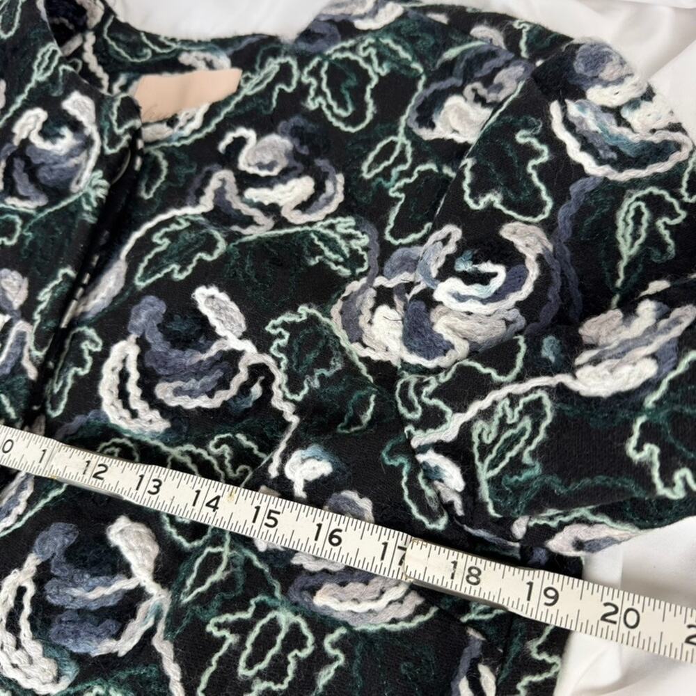New $228 Anthropologie Floral Tapestry Embroidered Coat Hutch $260 Small Blue - Picture 9 of 15
